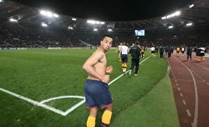 AS Roma v Arsenal 2008-9 Collection: Theo Walcott (Arsenal) celebrates after the match