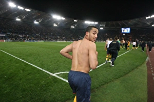 AS Roma v Arsenal 2008-9 Collection: Theo Walcott (Arsenal) celebrates after the match