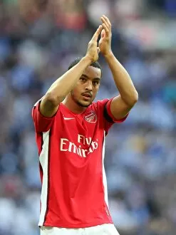Arsenal v Chelsea FA Cup 2008-09 Collection: Theo Walcott (Arsenal) claps the fans after the match