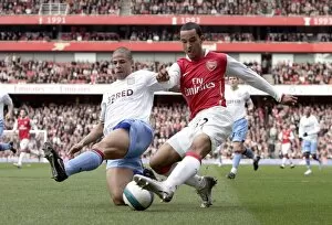 Arsenal v Aston Villa 2007-08 Collection: Theo Walcott (Arsenal) Curtis Davies (Villa)