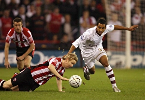 Sheffield United V Arsenal 2007-08 Prints: Theo Walcott (Arsenal) David Carney (Sheff)