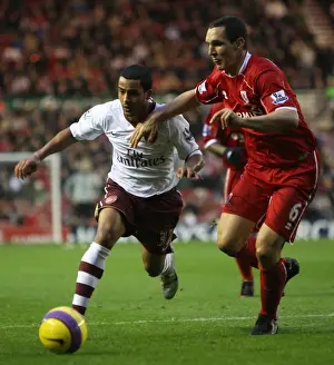 Middlesbrough V Arsenal 2007-8 Prints: Theo Walcott (Arsenal) Emanuel Pogatetz (Middlesbrough)