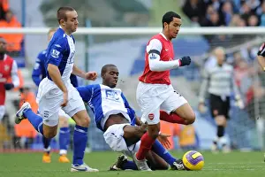 Birmingham City V Arsenal 2007-8 Prints: Theo Walcott (Arsenal) Fabrice Muamba and Stephen Murphy (Birmingham City)