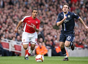 Arsenal v Blackburn Rovers 2008-9 Collection: Theo Walcott (Arsenal) Gael Givet (Blackburn)