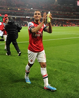 Theo Walcott (Arsenal) during the lap of appreciation at the end of the match. Arsenal 4 Theo Walcott (Arsenal) during the lap of appreciation at the end of the match. Arsenal 4