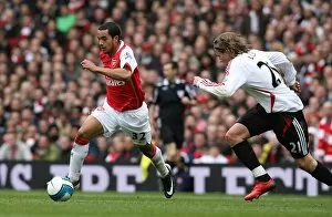Arsenal v Liverpool 2007-08 Collection: Theo Walcott (Arsenal) Lucas (Liverpool)