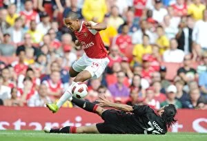 Arsenal v AC Milan 2010-11 Collection: Theo Walcott (Arsenal) Mario Yepes (Milan). Arsenal 1: 1 AC Milan. Emirates Cup