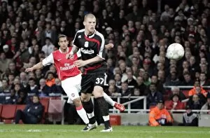 Images Dated 4th April 2008: Theo Walcott (Arsenal) Martin Skrtel (Liverpool)