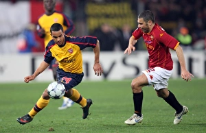 AS Roma V Arsenal 2008-9 Prints: Theo Walcott (Arsenal) Max Tonetto (Roma)