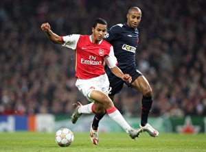 Arsenal v Slavia Prague 2007-08 Collection: Theo Walcott (Arsenal) Mickael Tavares (Slavia)