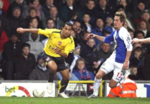 Images Dated 1st March 2007: Theo Walcott (Arsenal) Morten Pedersen (Blackburn)