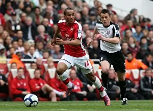 Images Dated 9th May 2010: Theo Walcott (Arsenal) Nicky Shorey (Fulham). Arsenal 4: 0 Fulham. Barclays Premier League
