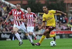 Theo Walcott (Arsenal) Rory Delap (Stoke). Stoke City 3: 1 Arsenal. Barclays Premier League