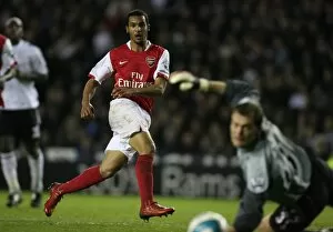 Derby County v Arsenal 2007-8 Collection: Theo Walcott (Arsenal) Roy Carroll (Derby)