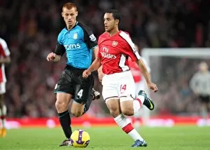 Images Dated 15th November 2008: Theo Walcott (Arsenal) Steve Sidwell (Villa)