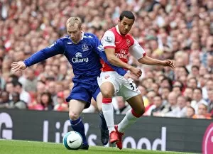 Images Dated 4th May 2008: Theo Walcott (Arsenal) Tony Hibbert (Everton)