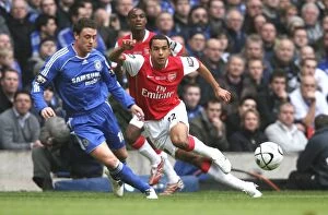 Arsenal v Chelsea, Carling Cup Final Gallery: Theo Walcott (Arsenal) Wayne Bridge (Chelsea)
