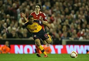 Liverpool v Arsenal 2008-9 Collection: Theo Walcott (Arsenal) Yossi Benayoun (Liverpool)