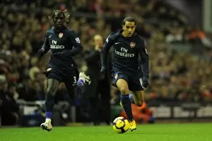 Images Dated 13th December 2009: Theo Walcott and Bacary Sagna (Arsenal). Liverpool 1: 2 Arsenal, Barclays Premier League