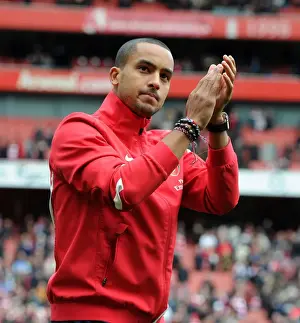 Theo Walcott Celebrates with Arsenal Fans: Arsenal vs Norwich City, Premier League 2011-12