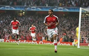 Images Dated 15th April 2009: Theo Walcott celebrates scoring the 1st Arsenal goal