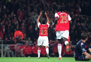 Arsenal v Slavia Prague 2007-08 Collection: Theo Walcott celebrates scoring his 1st goal Arsenals 3rd