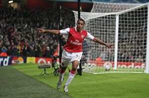 Images Dated 24th October 2007: Theo Walcott celebrates scoring his 2nd goal, Arsenals 5th