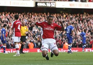Images Dated 18th October 2008: Theo Walcott celebrates scoring the 3rd Arsenal goal