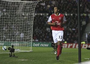 Derby County v Arsenal 2007-8 Collection: Theo Walcott celebrates scoring the 4th Arsenal goal