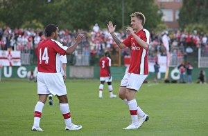Szombathely v Arsenal 2008-09 Collection: Theo Walcott celebrates scoring the Arsenal goal with