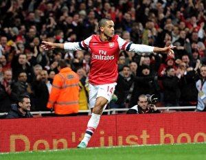 Arsenal V Newcastle United 2012-13 Prints: Theo Walcott celebrates scoring Arsenals 1st goal. Arsenal 7: 3 Newcastle United