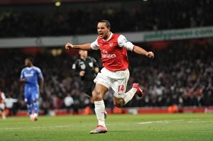 Images Dated 27th December 2010: Theo Walcott celebrates scoring Arsenals 3rd goal. Arsenal 3: 1 Chelsea