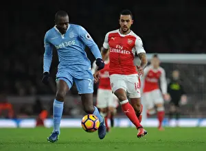 Arsenal V Stoke City 2016-17 Prints: Theo Walcott Closes In on Giannelli Imbula: Intense Moment from Arsenal vs Stoke City