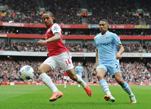 Arsenal V Manchester City 2011-12 Prints: Theo Walcott Dashes Past Gael Clichy: Arsenal vs Manchester City, Premier League 2011-12