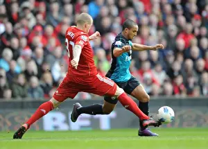 Liverpool V Arsenal 2011-12 Prints: Theo Walcott Dashes Past Martin Skrtel: Liverpool vs. Arsenal, Premier League 2011-12