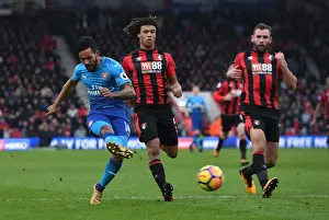 AFC Bournemouth V Arsenal 2017-18 Prints: Theo Walcott Faces Off Against Steve Cook and Nathan Ake in AFC Bournemouth vs Arsenal Clash