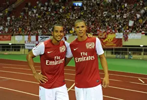 Hangzhou Greentown V Arsenal Prints: Theo Walcott and Kieran Gibbs of Arsenal in Action during Hangzhou Greentown Friendly