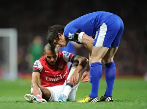 Everton Prints: Theo Walcott and Leighton Baines: A Moment of Respite Amidst the Arsenal v Everton Rivalry