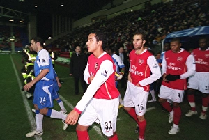 Wigan Athletic v Arsenal 2006-07 Gallery: Theo Walcott and mathieu Flamini (Arsenal) before the match