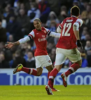 Theo Walcott and Olivier Giroud Celebrate Goals: Brighton & Hove Albion vs. Arsenal, FA Cup 2012-13