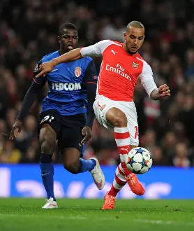 Arsenal V Monaco 2104/15 Prints: Theo Walcott Outmaneuvers Elderson: Arsenal vs AS Monaco, UEFA Champions League 2015