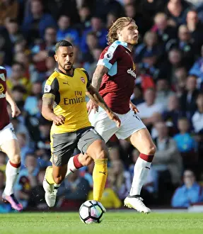 Burnley V Arsenal 2016-17 Prints: Theo Walcott Outmaneuvers Jeff Hendrick: Burnley vs. Arsenal, Premier League 2016-17