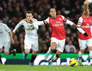 Arsenal V Swansea 2012-13 Prints: Theo Walcott Outmaneuvers Leon Britton: Arsenal vs Swansea City, Premier League 2012-13
