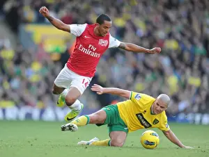 Norwich City V Arsenal 2011-12 Prints: Theo Walcott Outmaneuvers Marc Tierney: A Premier League Moment, 2011-12