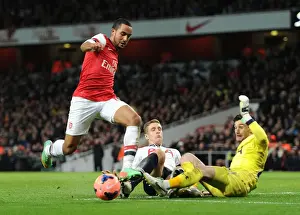 Arsenal V Tottenham Hotspur 2013-14 Prints: Theo Walcott Outmaneuvers Michael Dawson and Hugo Lloris in Arsenal's FA Cup Clash Against Tottenham