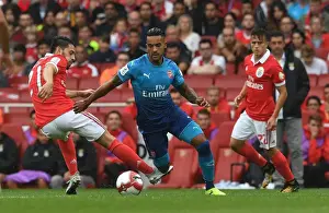Arsenal V Benfica - Emirates Cup 2017-18 Prints: Theo Walcott Outmaneuvers Pizzi in Arsenal's Emirates Cup Clash against SL Benfica