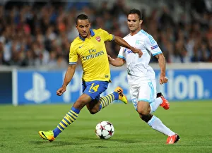 Marseille V Arsenal 2013-14 Prints: Theo Walcott Outruns Jeremy Morel: Marseille vs. Arsenal, UEFA Champions League, 2013