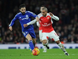 Arsenal V Chelsea 2015-16 Prints: Theo Walcott Outsmarts Cesc Fabregas: Arsenal vs. Chelsea, Premier League 2015-16
