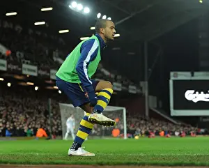 West Ham United V Arsenal 2014-15 Prints: Theo Walcott Prepares for Arsenal's Clash with West Ham United (2014-15)