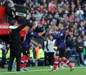 Manchester United V Arsenal 2012-13 Prints: Theo Walcott Replaces Aaron Ramsey: Manchester United vs. Arsenal, Premier League 2012-13